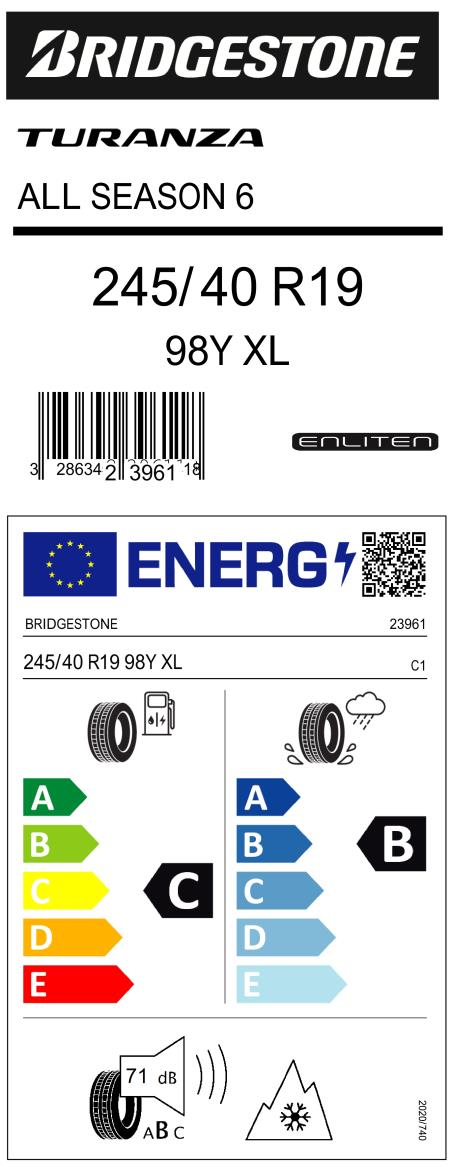 245/40R19 98Y XL TURANZA ALL SEASON 6 BRIDGESTONE