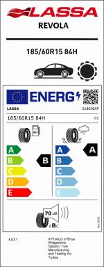 185/60R15 84H REVOLA LASSA