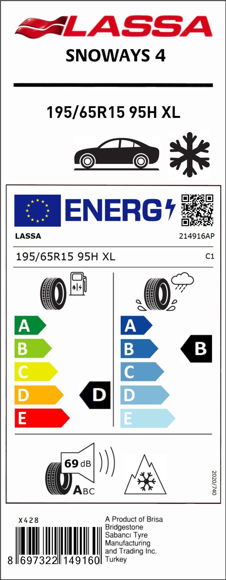 195/65R15 91H SNOWAYS 4 M+S / SFM LASSA