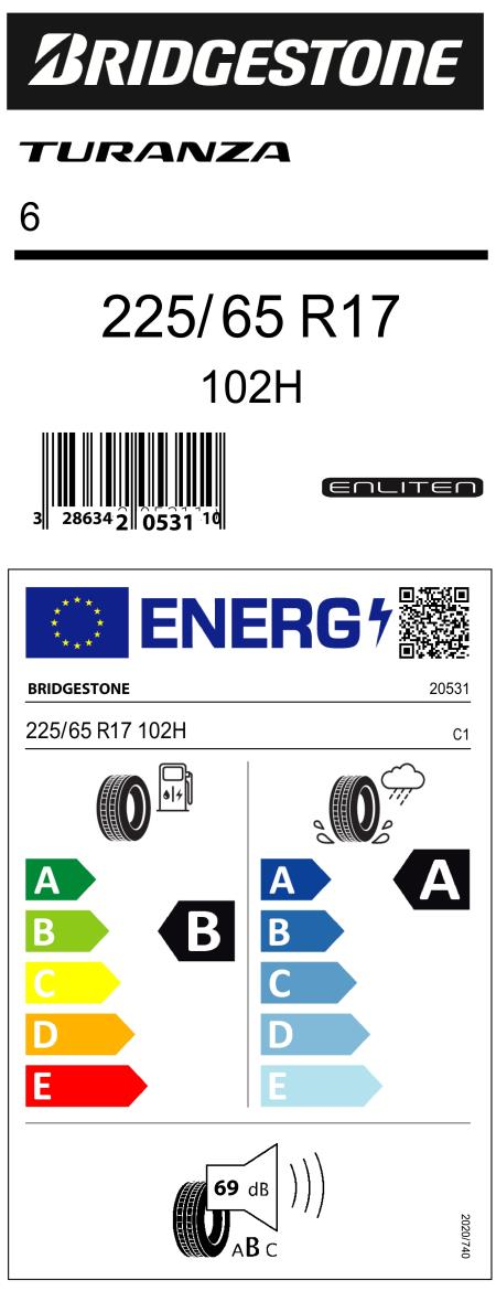 225/65R17 102H TURANZA 6 BRIDGESTONE