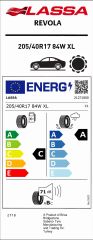 205/40R17 84W XL REVOLA LASSA