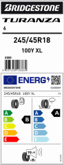 245/45R18 100Y XL TURANZA6 BRIDGESTONE