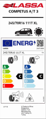 245/70R16 111T XL COMPUTES A/T/3 LASSA