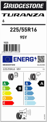 225/55R16 95Y TURANZA6 BRIDGESTONE