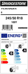 245/50R18 100Y TURANZA 6 BRIDGESTONE