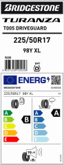 225/50R17 98Y XL TURANZA T005 BRIDGESTONE