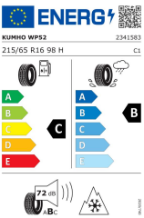 Kumho Wintercraft WP52 215/65R16 98H Kış Lastiği (Üretim Yılı 2024)