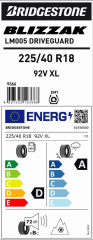 225/40R18 92V XL BLIZZAK LM005   M+S / SFM BRIDGESTONE