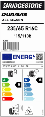 235/65R16C 115/113R ALL SEASON DURAVIS BRIDGESTONE