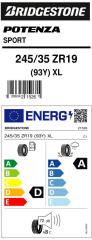 245/35R19 93Y XL POTENZA SPORT BRIDGESTONE