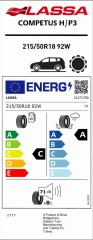 215/50R18 92W COMPETUS H/P3 LASSA