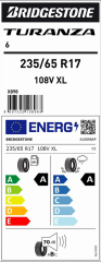 235/65R17 108V XL TURANZA6 BRIDGESTONE