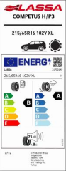 215/65R16 102V XL COMPETUS H/P3 LASSA